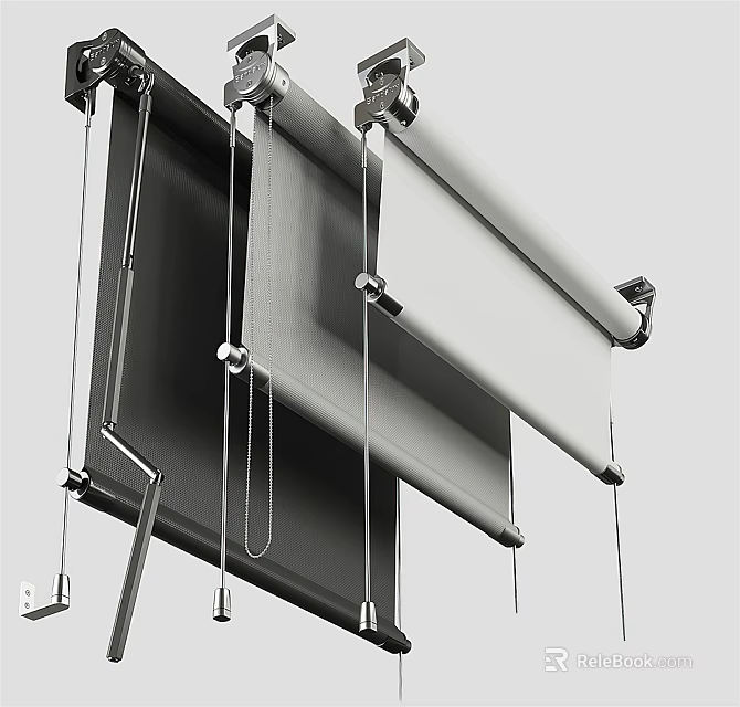 Modern Adjustable Window Blinds With Metal Frame And Cord Control Design 3d model 