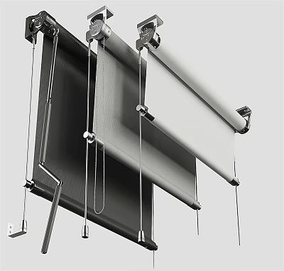 Modern Adjustable Window Blinds With Metal Frame And Cord Control Design 3d model