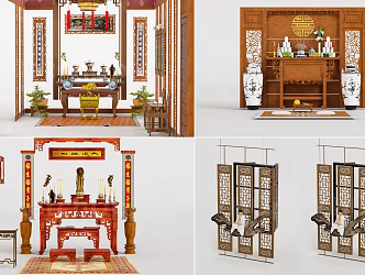new chinese style buddhist temple indoor buddhist temple indoor ancestral temple buddhist temple chinese style buddhist temple buddhist shrine ornaments 3d model