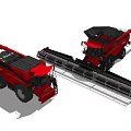 Red CASE IH Combine Harvester with Large Tires Agricultural Functional Vehicle in Warehouse