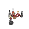 Various Decorative Wine Bottles and Elegant Glasses with Unique Designs for