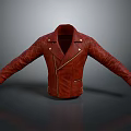 Stylish Red Leather Jacket With Diamond Stitch Design And Metal Buttons Detail