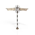 Vintage Wooden Signpost With Metal Lamp Post And Decorative Lantern For Outdoor Living