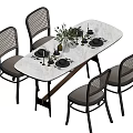 Modern Dining Table and Chair Dining Table Dining Chair Single Chair Tableware Floral Art 3d model