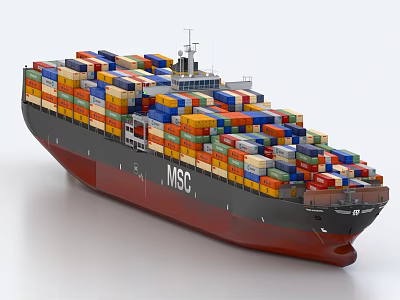 MSC Container Ship Loaded With Colorful Containers For Maritime Cargo Transportation 3d model