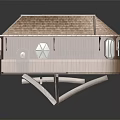 Unique Wooden House With Curved Tiled Roof Circular Window And Elevated Deck