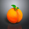 Fresh Juicy Ripe Orange Peach With Green Leaves On Gray Background