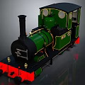 Vintage Green Steam Train Model With Black Chimney Red Base Headlights And Golden Details