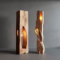 Modern Wooden Unique Shaped Floor Lamps With Hollow Design And Illuminated Light
