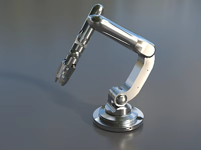 Intelligent Machine Robotic Arm With Metallic Structure Precision Joints And Stable Base 3d model