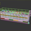 Industrial Equipment With Transparent Enclosure Blue Components Yellow Strips And Metal Frame