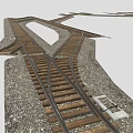 Train Moving On Cross Railway Tracks With Wooden Sleepers And Gray Ground