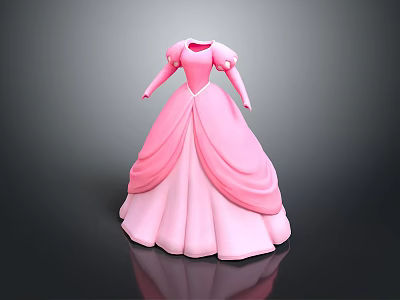 Man Designing Pink Princess Dress 3D Model With Flowing Skirt Details 3d model