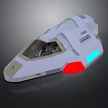 Futuristic White Spaceship 3D Model With Transparent Cockpit Blue Red Accents