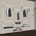 Modern Wall Mounted Clothes Rack With Storage Shelves And Hanging Clothes For Home Organization