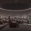 Home Theater Room With Starry Sky Ceiling Comfortable Reclining Seats And Illuminated Wall Panels