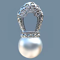 Exquisite Silver Filigree Jewelry Pendant Featuring Large Round Pearl and Intricate Decorative Design