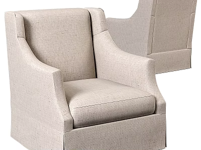 Light Beige Upholstered Accent Chair With Armrests And Modern Minimalist Design 3d model