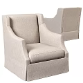 Light Beige Upholstered Accent Chair With Armrests And Modern Minimalist Design