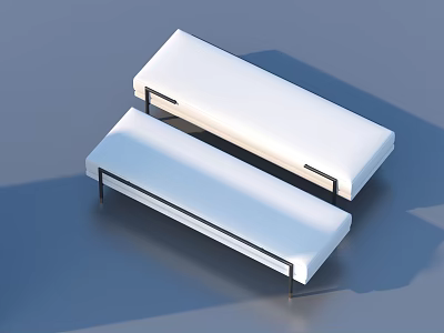 Two Modern White Sofa Benches With Black Metal Legs And Minimalist Design 3d model