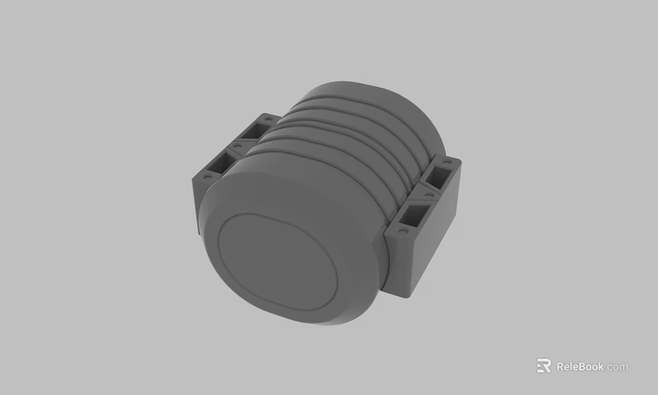 Gray Industrial Mechanical Component With Circular Ring Structure And Square Base 3d model 