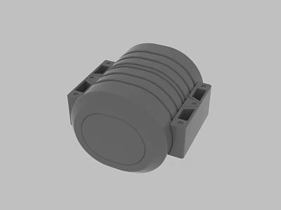 Gray Industrial Mechanical Component With Circular Ring Structure And Square Base 3d model