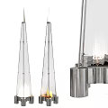 Modern Fireplace Design With Silver Metal Frame Flames And Transparent Cone Structures 3d model