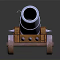 Vintage Cannon With Metal Barrel Wooden Carriage And Spoked Wheels