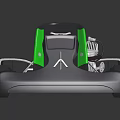 Blue Go Kart With Green Seat Frame Wheels And Engine Details