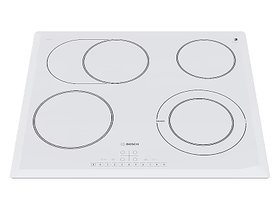 White Induction Cooktop with Four Circular Heating Zones and Control Buttons 3d model