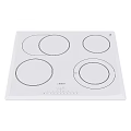 White Induction Cooktop with Four Circular Heating Zones and Control Buttons