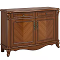 Classic Solid Wood Entryway Side Cabinet With Chevron Pattern Doors And Carved Legs 3d model