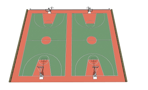 Modern Basketball Court Residential District Outdoor Basketball Court 3d model