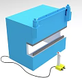 Blue Industrial Hydraulic Press Machine With Steel Frame Control Unit And Connected Cable