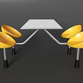 Modern Dining Table Set With White Tabletop And Four Yellow Chairs 3d model