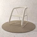 Minimalist White Accent Chair With Curved Armrests And Metal Frame On Round Brown Rug