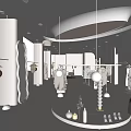 Modern Fashion Gallery Interior With Mannequins Clothing Displays Warm Lighting And Small Tree