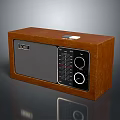 Vintage Retro Wooden Speaker With Brand Logo And Control Panel Knobs