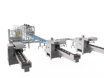 Industrial Equipment Automated Production Line With Conveyor Belts And Processing Machinery 3d model