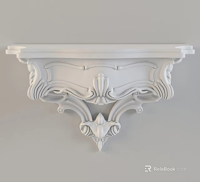 Decorative White Wall Cabinet with Intricate Carved Patterns and Classical Design 3d model