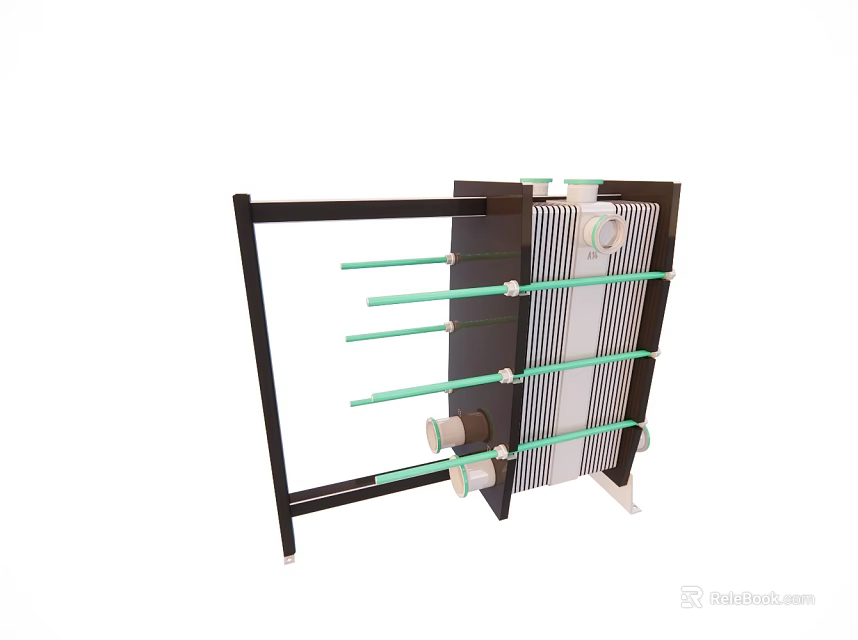 Modern Black Frame Drying Rack With Green Rods And Metal Structure 3d model 
