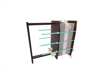 Modern Black Frame Drying Rack With Green Rods And Metal Structure 3d model