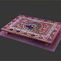 Decorative Colorful Outdoor Table With Peacock Design Gold Accents And Intricate Patterns