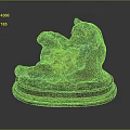 Handcrafted Bronze Bear Sculpture Lying On Wooden Base Decorative Piece