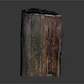 Weathered Wooden Stump With Stone Copper Patina Accents And Natural Grain Texture