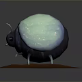 3D Model of Beetle with Light Blue Shell White Spots and Brown Circular Base