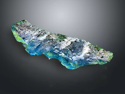 Colorful 3D Terrain Model With Blue Green White Mountain And Valley Textures 3d model