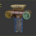 Architectural Classical Stone Column With Voluted Capital Textured Shaft And Ornate Details