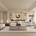 Modern Minimalist Living Room Interior With White Sofa Coffee Table And Fireplace Floor-to-Ceiling Windows