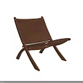 Brown Leather Leisure Chair With Wooden Frame Cross Legs And Minimalist Design